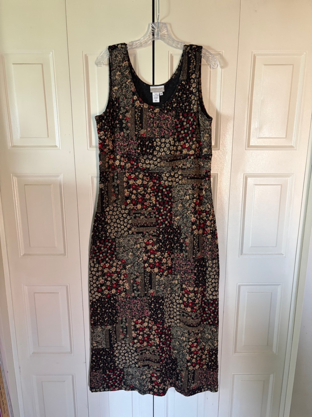 Vintage Maxi Patchwork Boho  Romantic Jeweled Toned Floral Whimsical  Sz M